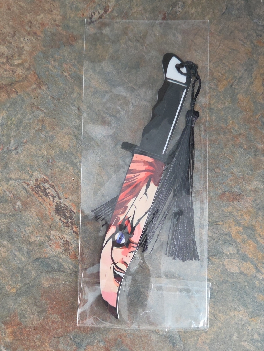 Black and Red Novelty Knife-Shaped Bookmark with Tassel